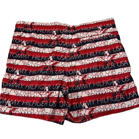 Tommy Hilfiger swim trunks M spell out 5.5” inseam stars stripes red white blue. - Picture 3 of 7